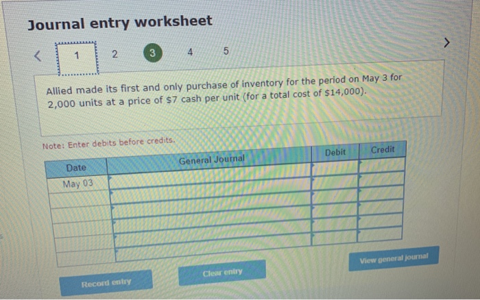  Journal entry worksheet 3 4 5 Allied made its first and
