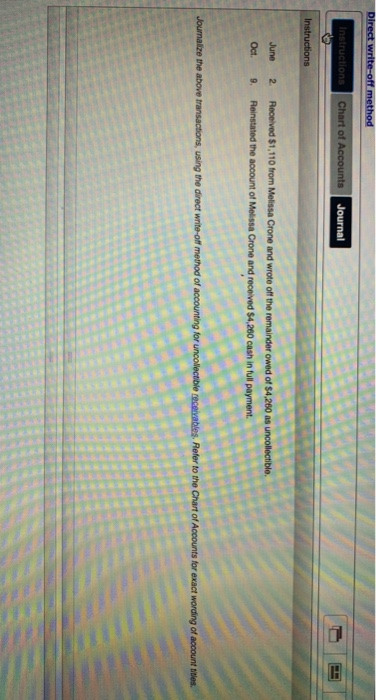  Direct write-off method Instructions Chart of Accounts Journal HI Instructions June