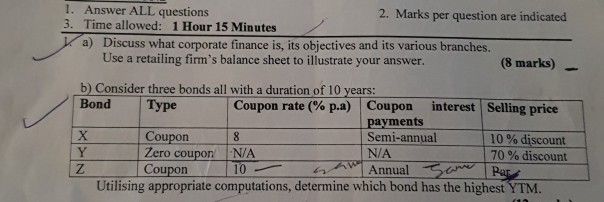 1. Answer ALL questions 2. Marks per question are indicated 3.