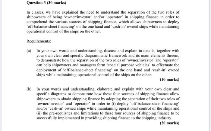  Question 3 (30 marks) In classes, we have explained the need