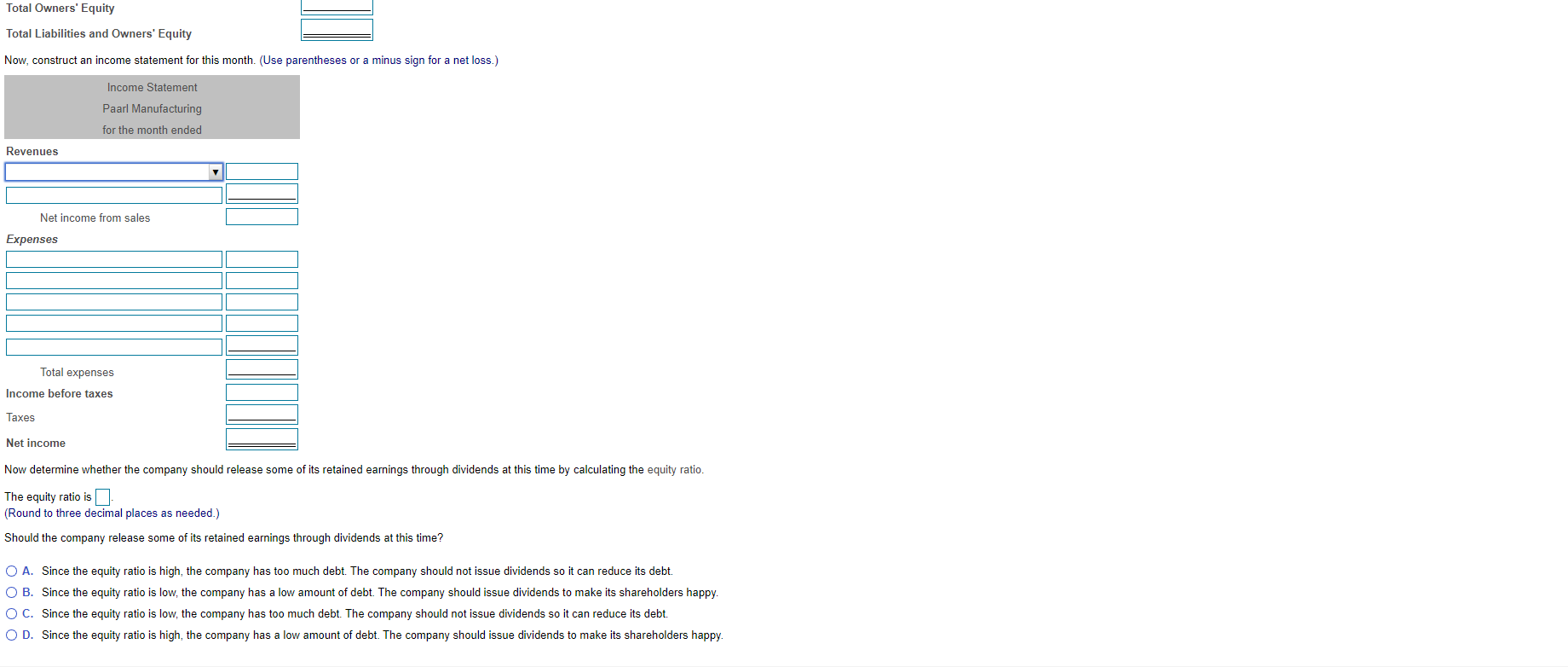 company owned property worth $252,000. It had $122,000 in finished goods, $101,500