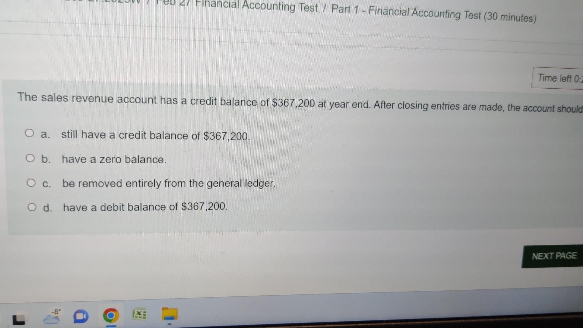  The sales revenue account has a credit balance of $367,200 at