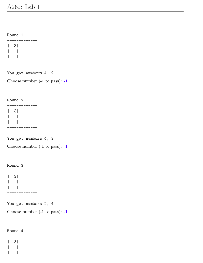 numbers 1 - 4 (inclusive), but a number cannot appear next to