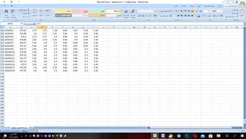  Find the average daily market return (return for Al-Quds index) Find