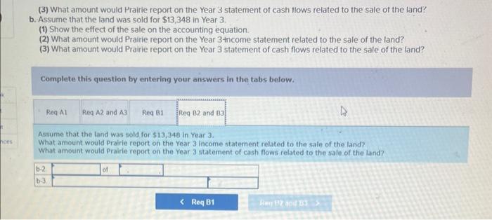 site. In Year 3, Prairie Enterprises changed its plans and sold the