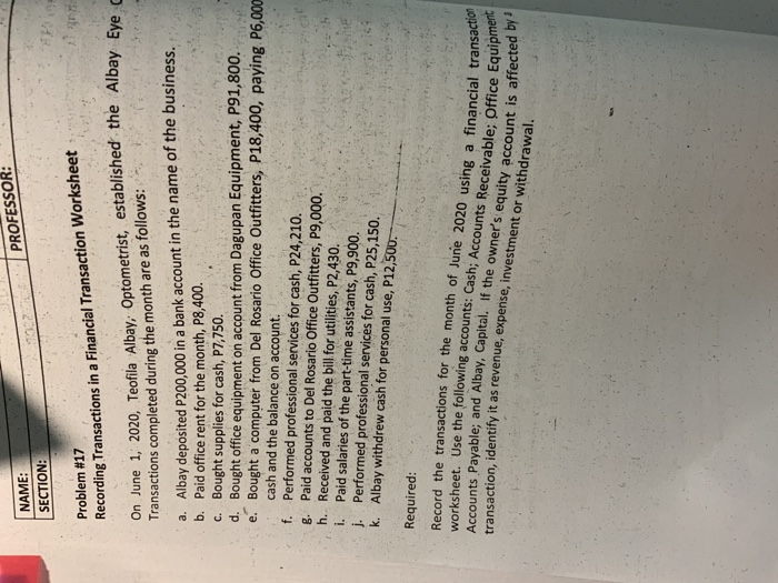  please help me with this :) Record the transactions for the