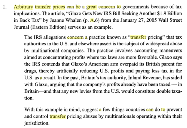  please answer this question . Arbitrary transfer prices can be a