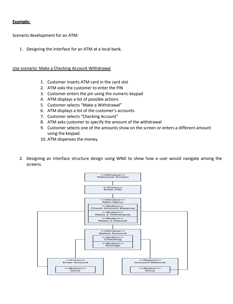 Assignment Guidelines: Select a screen in a System. Write a scenario for