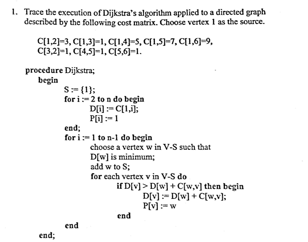 Floyd's algorithm is applied to the directed graph of problem 1. What