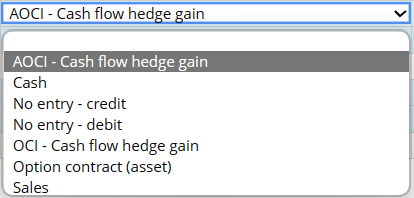 the following: The CF Hedge dropdown options are: a Derived from an