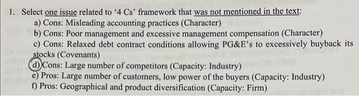  1. Select one issue related to ' 4Cs ' framework that