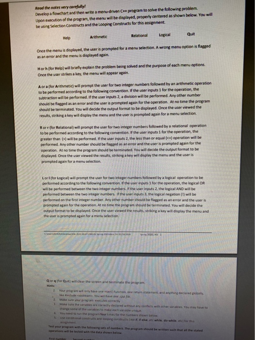  C++ on visual studio, create a menu with different selections for