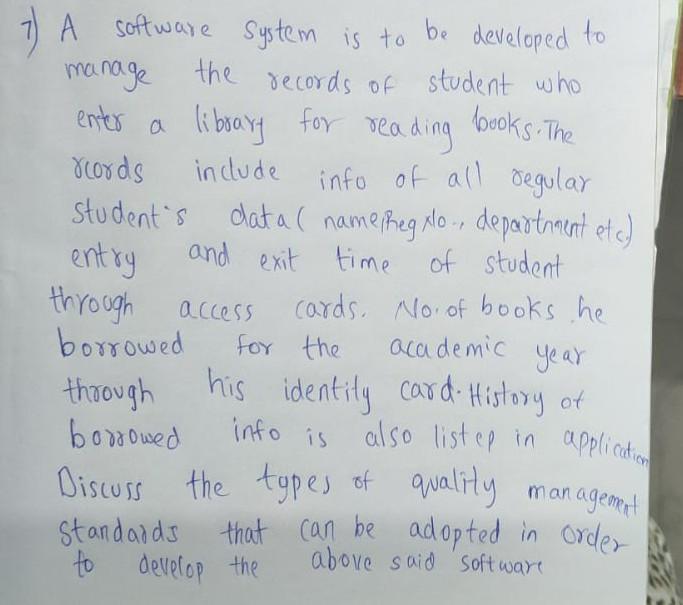 ans pls TA enter a books. The software system is to