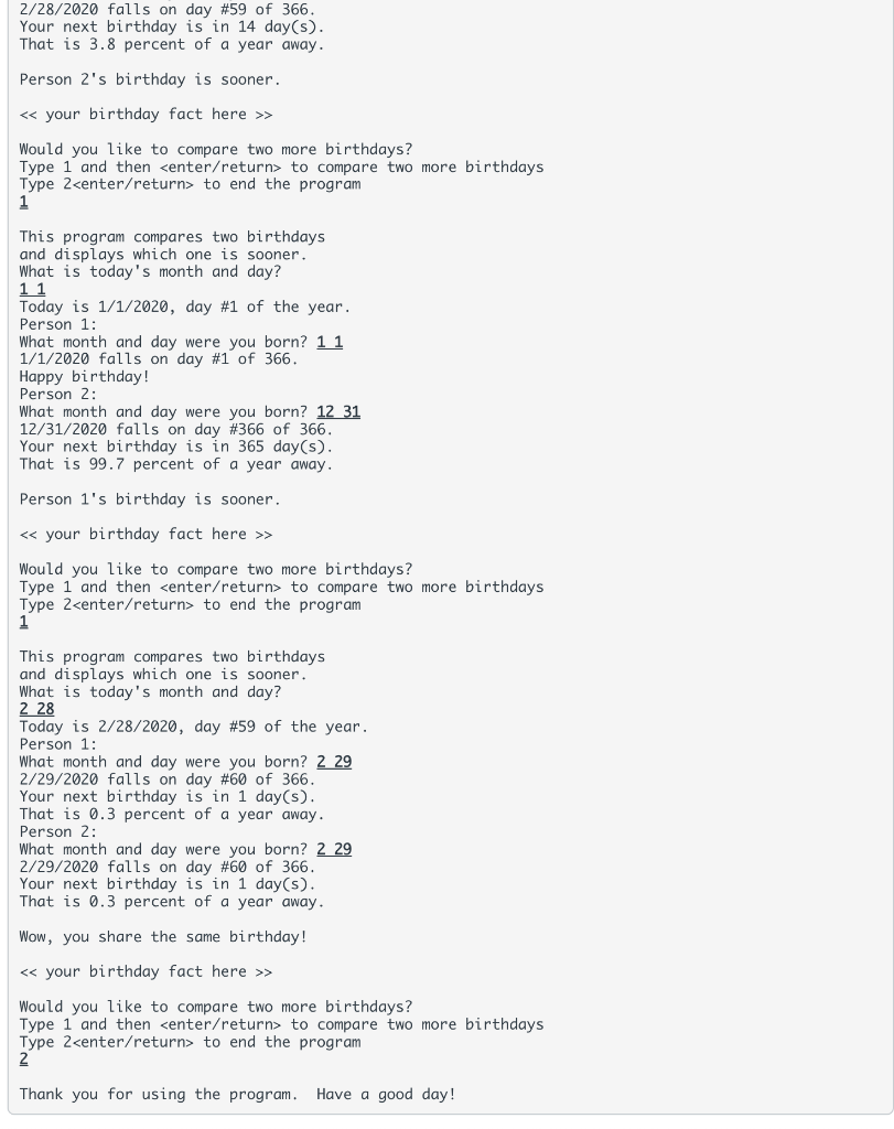 if they want to continue the program and find how many days