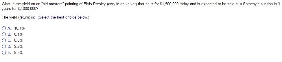 Answer the following. a. b. What is the yield on an "old