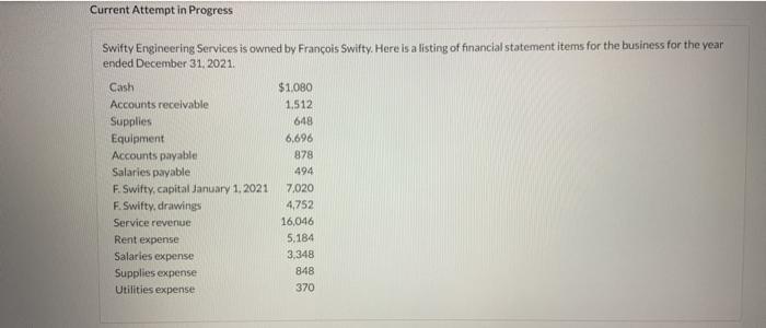  Current Attempt in Progress Swifty Engineering Services is owned by Francois