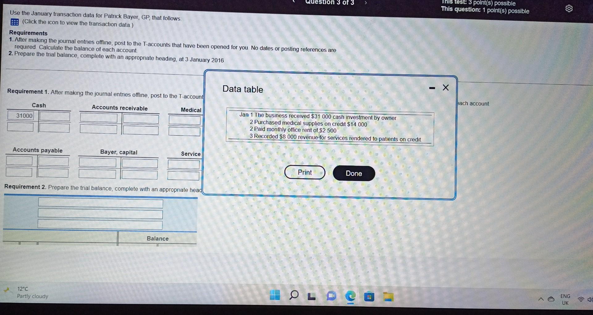  Use the January transaction data for Patrick Bayer, GP, that follows: