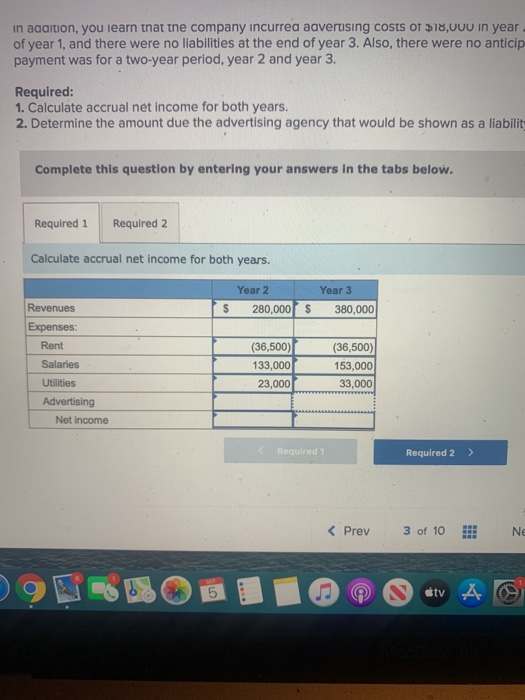 Help Save & E Exercise 1-2 (Algo) Accrual accounting (LO1-2) Listed below