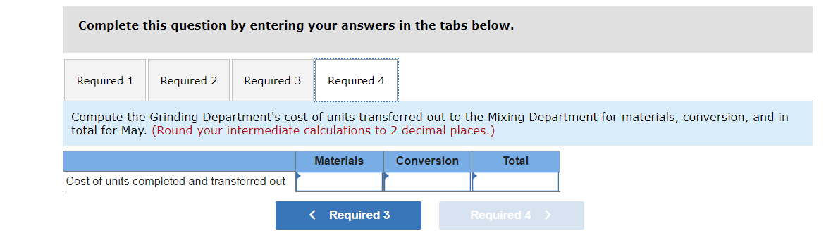 Process T-account for the Grinding Department for May is given below: ?