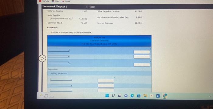 following selected accounts and their current balances appear in the ledger of