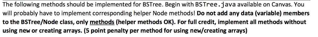 In Java: Implement public void balance(). Read the bolded rules carefully. Will