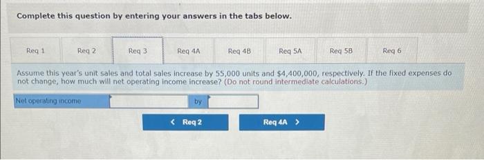 Its operating results for tast year were as follows: Sales Variable expenses