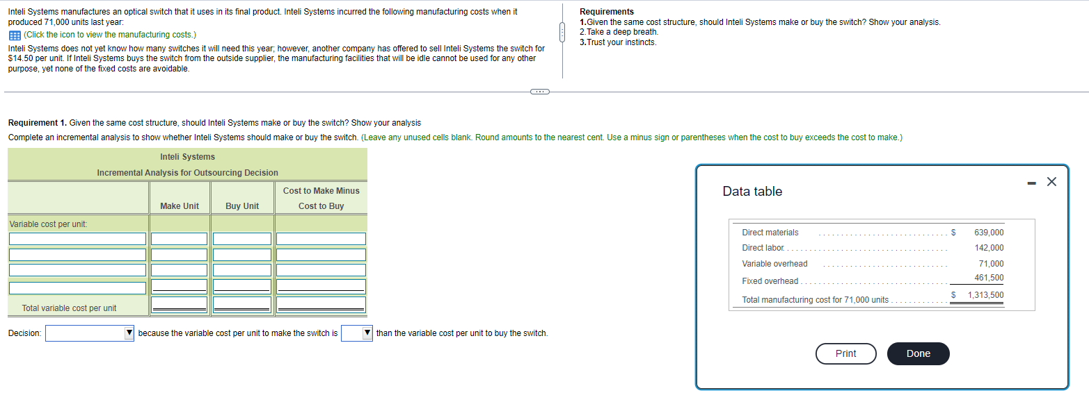  Inteli Systems manufactures an optical switch that it uses in its
