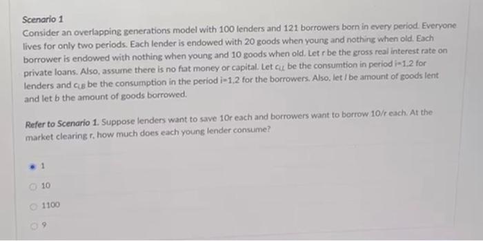  Everything is here Scenario 1 Consider an overlapping generations model with