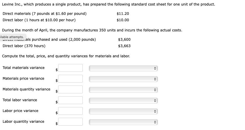 Please help! Levine Inc., which produces a single product, has prepared the