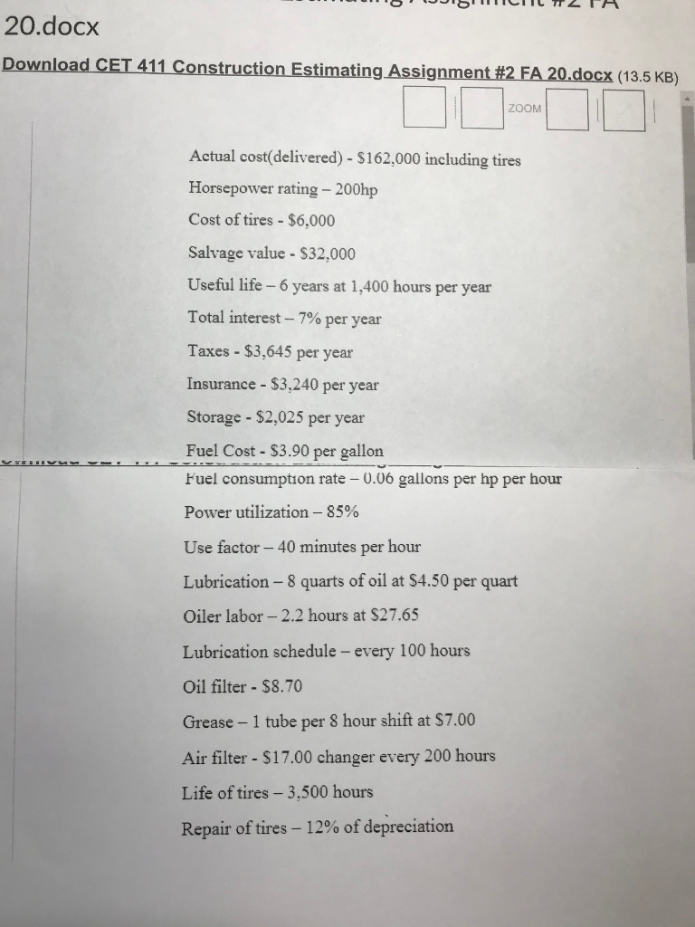  20.docx Download CET 411 Construction Estimating Assignment #2 FA 20.docx (13.5