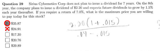show work Question 29 Sirius Cybernetics Corp does not plan to issue