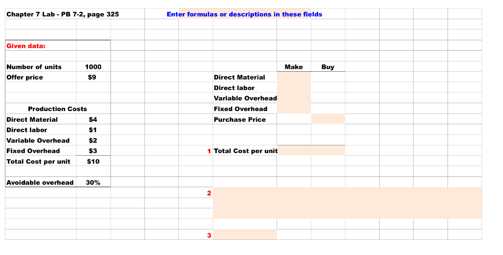 Chapter 7 Lab - PB 7-2, page 325 Enter formulas or