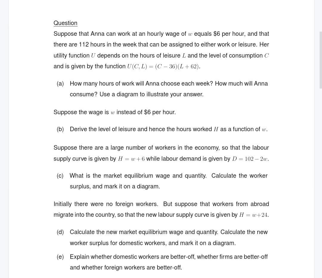 Working out for C and D?. Also, reasoning for part F. Question