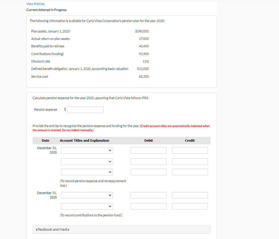 View Policies Current Attempt in Progress The following information is available