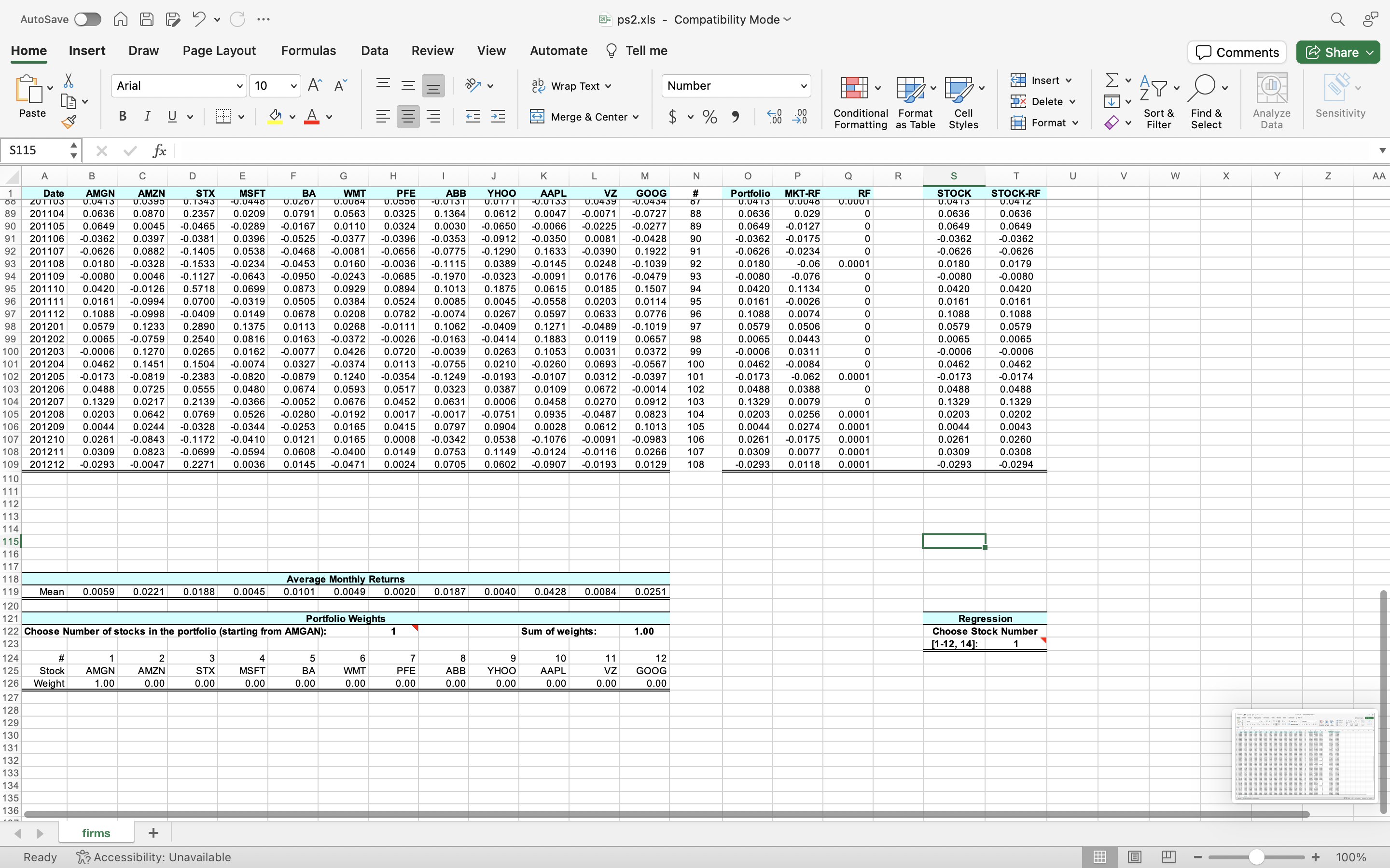  For this exercise you would need to use the spreadsheet ps2.xls