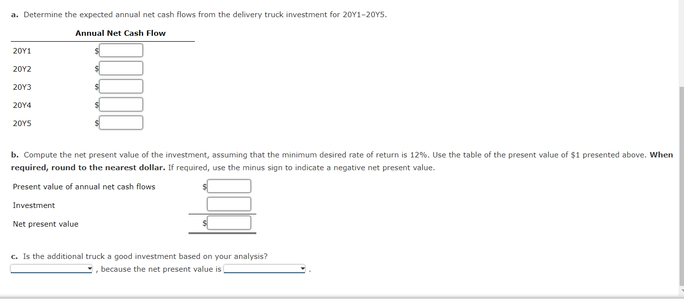 considering the purchase of an additional delivery vehicle for $48,000 on January