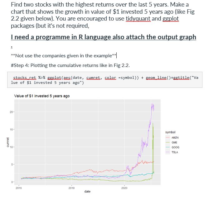  Find two stocks with the highest returns over the last 5