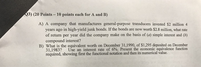  3) (20 Points- 10 points each for A and B) A)