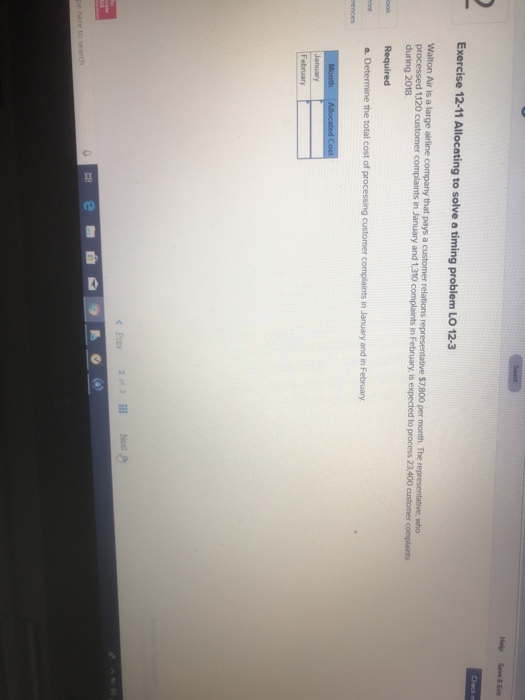  Exercise 12-11 Allocating to solve a timing problem LO 12-3 Walton