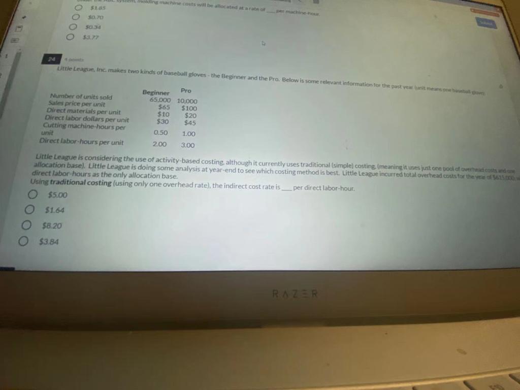 din machine costs will be allocated at aratorpet machine $185 SOLO