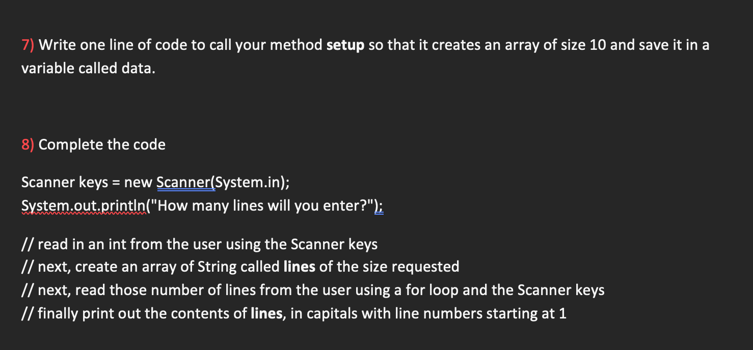 contain the following numbers 1058 null 40 null 1) Write a loop