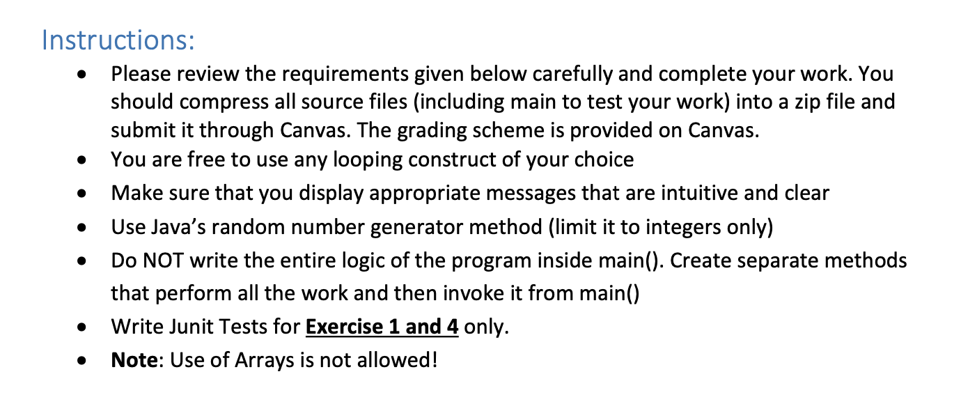  write Junit tests, please. using JUnit 4 Instructions: Please review the