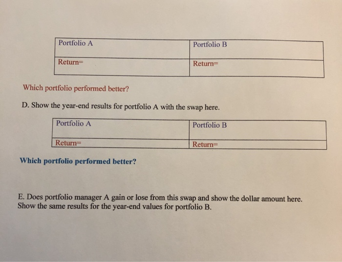 here- Portfolio A has $65 million in stock and $45 million in