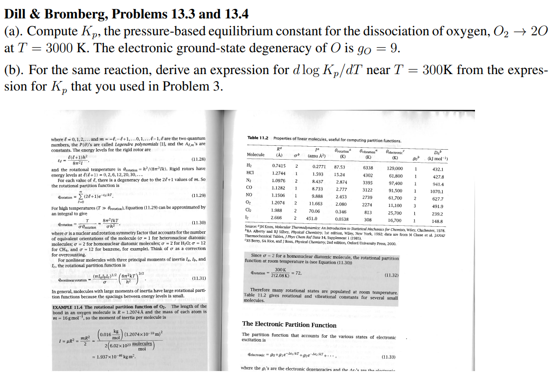 Dill \& Bromberg, Problems 13.3 and 13.4 (a). Compute Kp, the