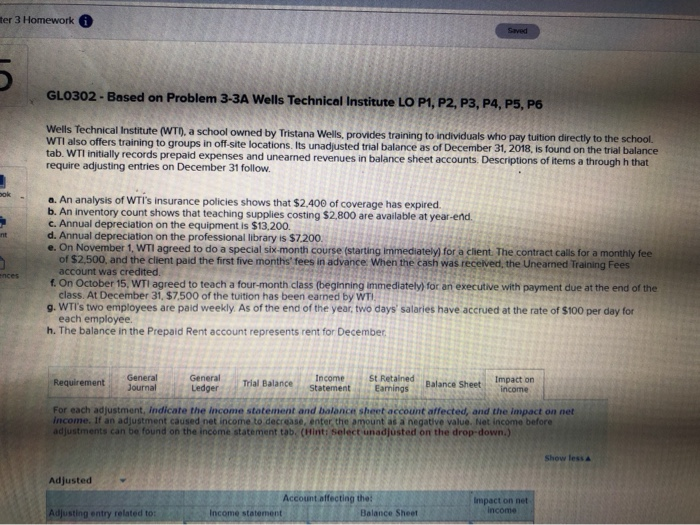  er 3 Homework GL0302 - Based on Problem 3-3A Wells Technical
