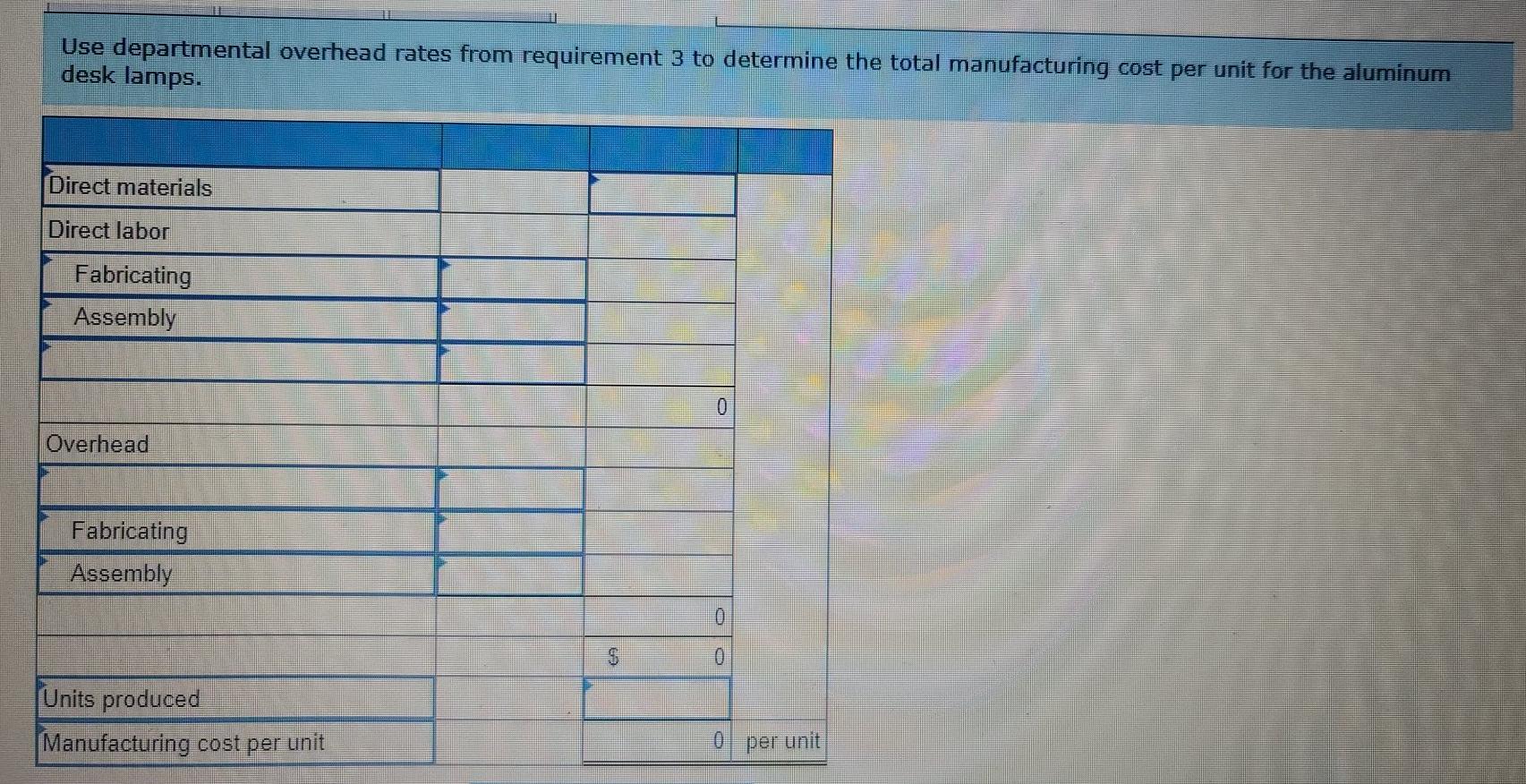 the fabricating department and direct labor hours in the assembly department. 4.