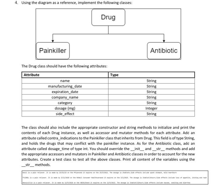  4. Using the diagram as a reference, implement the following classes: