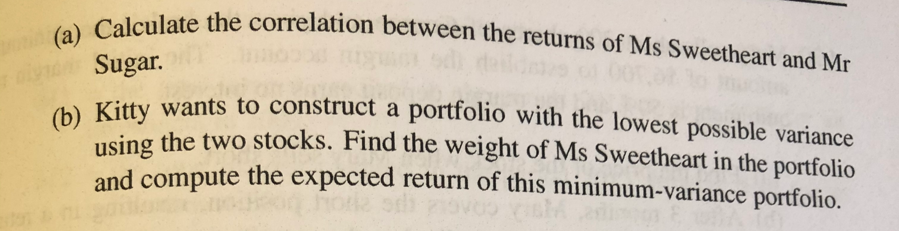 If the and the company 4.24 The value of Ms Sweetheart Company