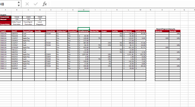 On the Transactions worksheet, in cell H10, replace the static value