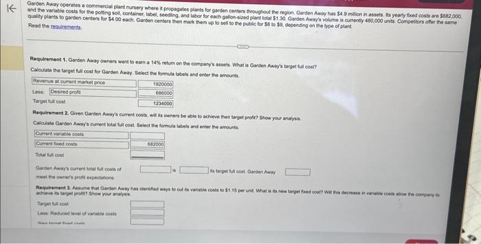  hello can u help me solve this please Garden Away operates